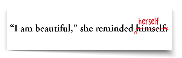 Copy editing marks on a page