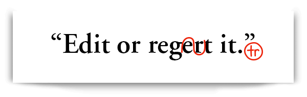 Proofreading marks on a page